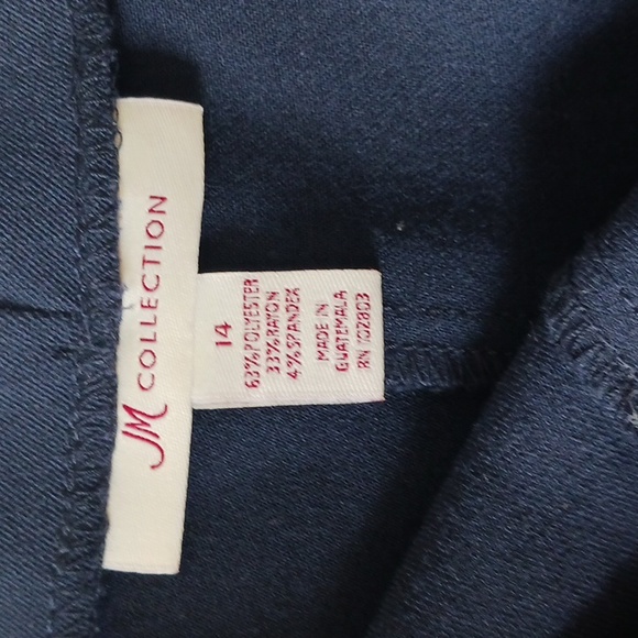 PANTS BY JM COLLECTION DARK BLUE SIZE 14 - Picture 6 of 12